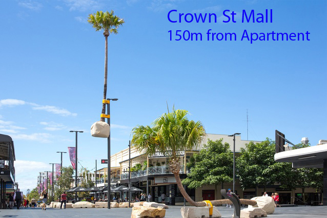 150m from Crown St Mall